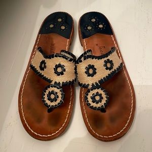 Navy / Raffia Jack Rogers Flat Sandal